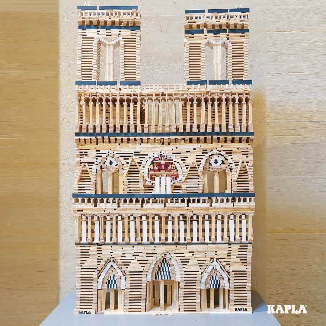 Cathedral construction using KAPLA wooden building planks from Wooden Playroom in Australia