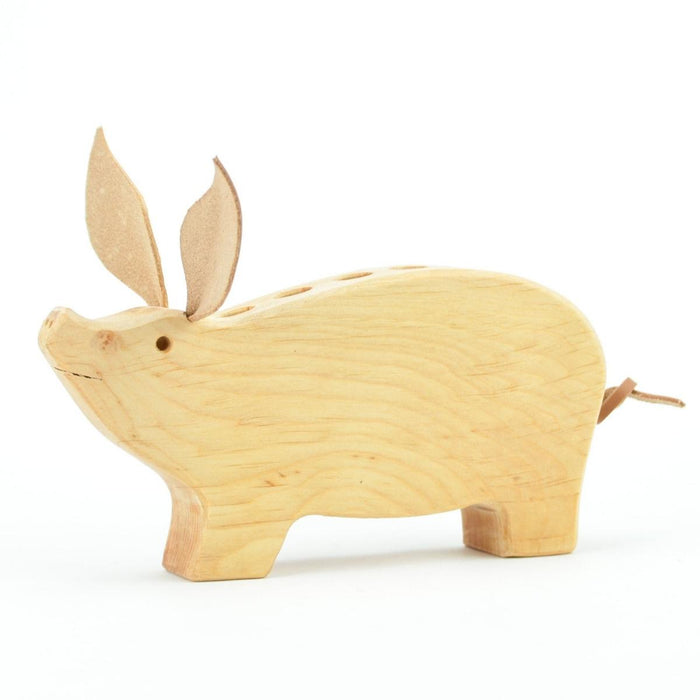 74001612 Drei Blatter Wooden Pencil Holder Pig - 6 holes