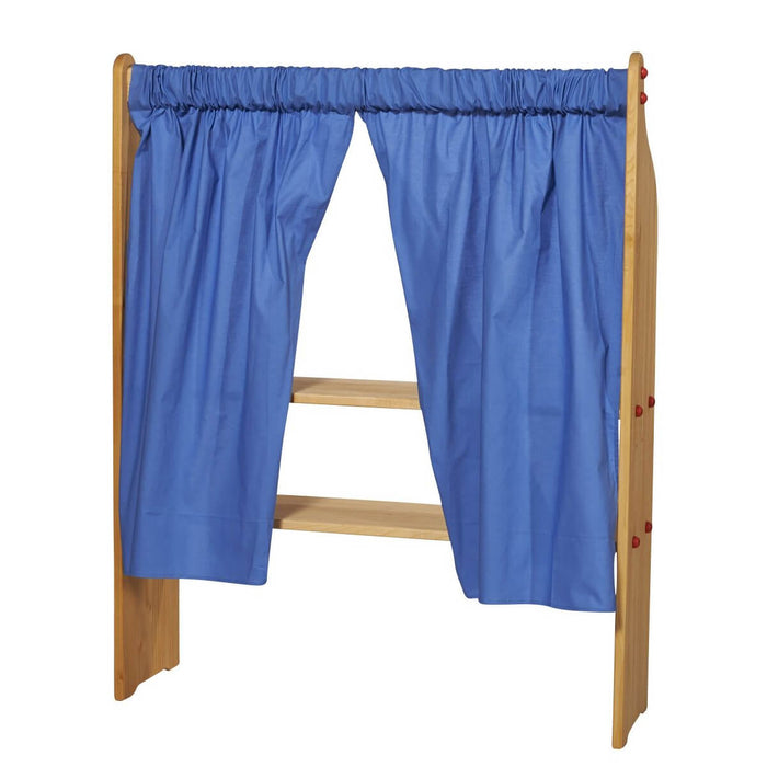70428150 Gluckskafer Single Wooden Playstand Shelf Unit w 2 Shelves w Top Curtain Rail (curtain not included)