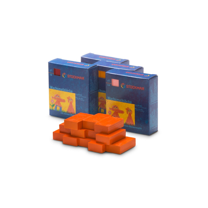 STOCKMAR Wax Crayon Blocks - 12 Blocks of Single Colour