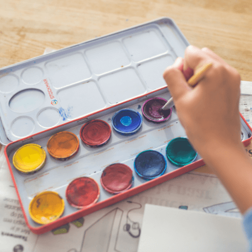 Painting materials and brushes from Wooden Playroom Australia