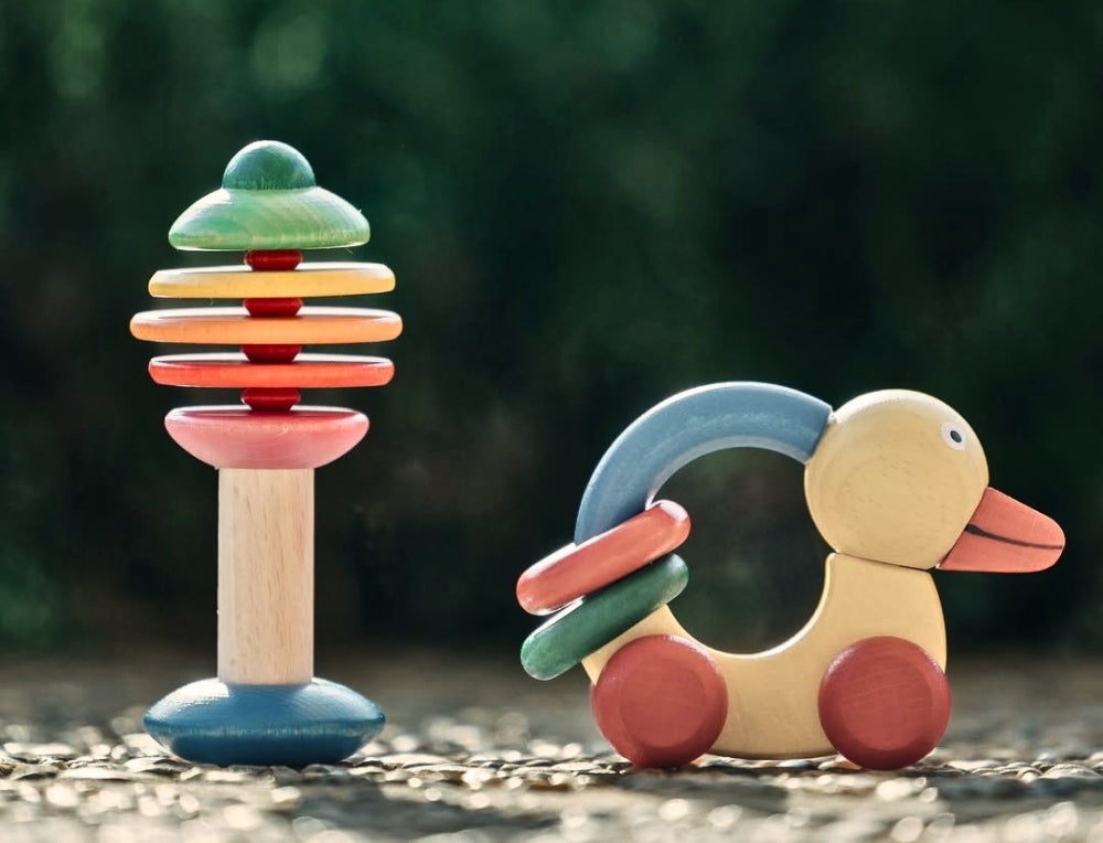 Nic Bio-Range toys for babies and toddlers, crafted from solid wood with plant-based dyes, offer safe, durable play and sustainable quality made in Germany.