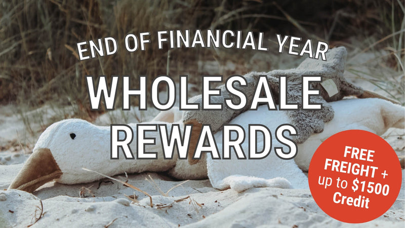 Promotional banner with SENGER geese and text about EOFY wholesale rewards and free freight offer.