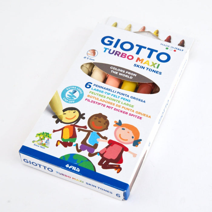 GIOTTO Turbo Maxi Felt Tip Pens Hangable Cardboard Box Skin Tones 6 Colours from Australia