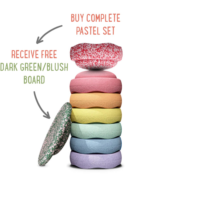 Rainbow Pastel Complete Set of 8 includes Limited Edition Red & Blush Stepping Stone and FREE Limited Edition Dark Green & Blush Board, Australia