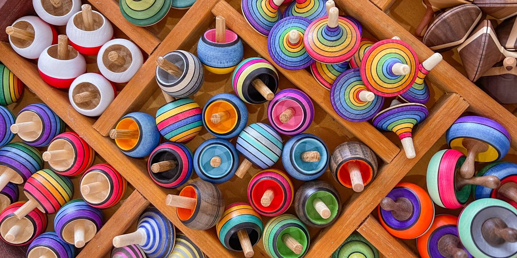 Mader Spinning Tops from Wooden Playroom in Australia