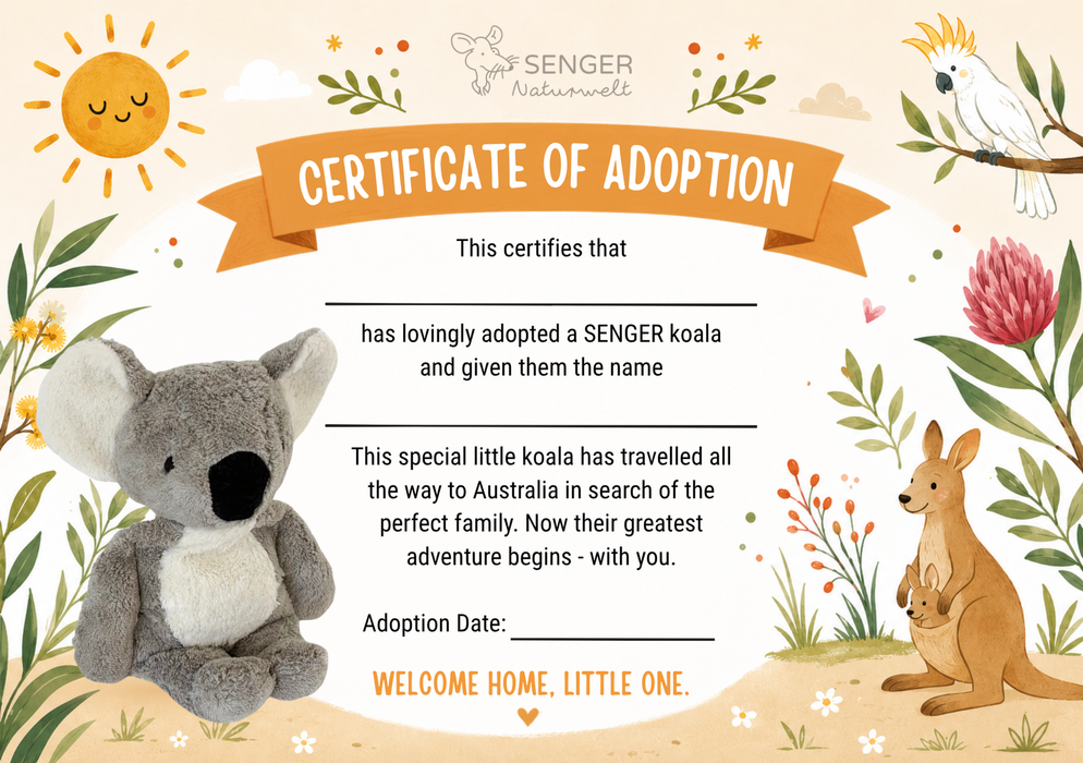 SENGER Cuddly Animal - Koala - Australian Exclusive Certificate of Adoption