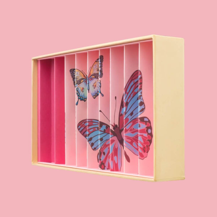 BM-BOX-29 Billes & Co Marble Treasure Box - Anamorphic Butterfly, Large