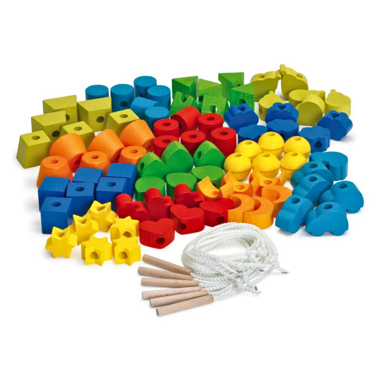 Erzi Wooden Educational Toy - Threading Blocks — Wooden Playroom