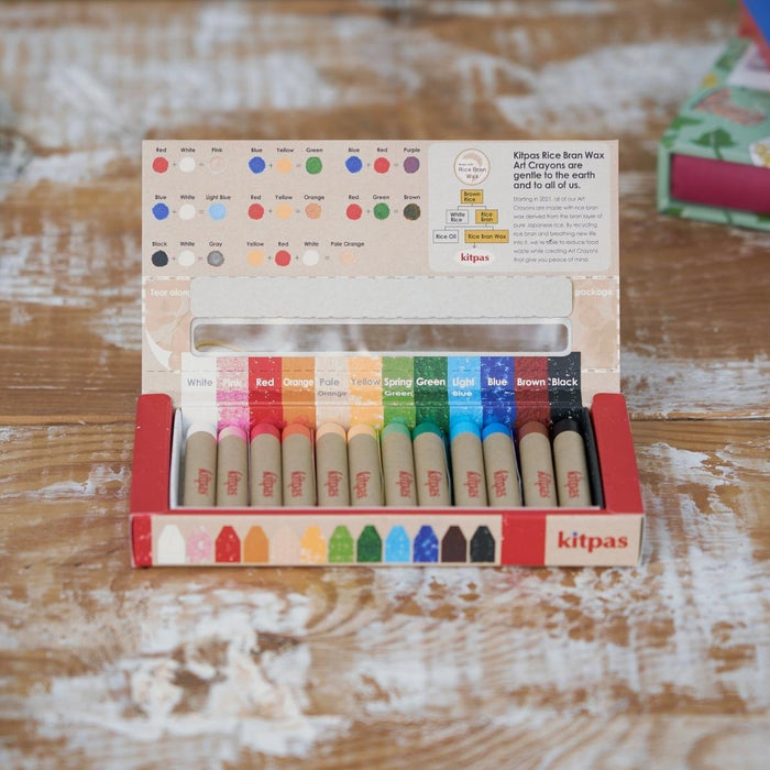 B-KMRW-12C Kitpas Rice Bran Wax Art Crayons 12 colours