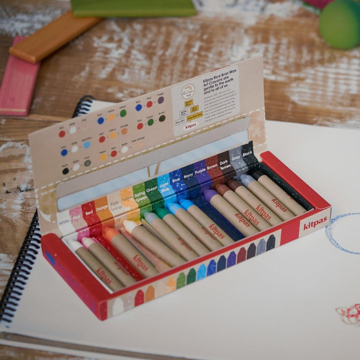 Kitpas Rice Bran Wax Art Crayons 12 Colours in Australia — Wooden Playroom