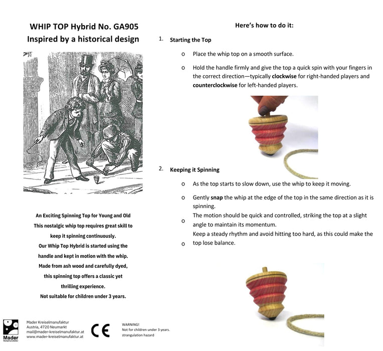 Mader Whip Spinning Top Hybrid from Australia
