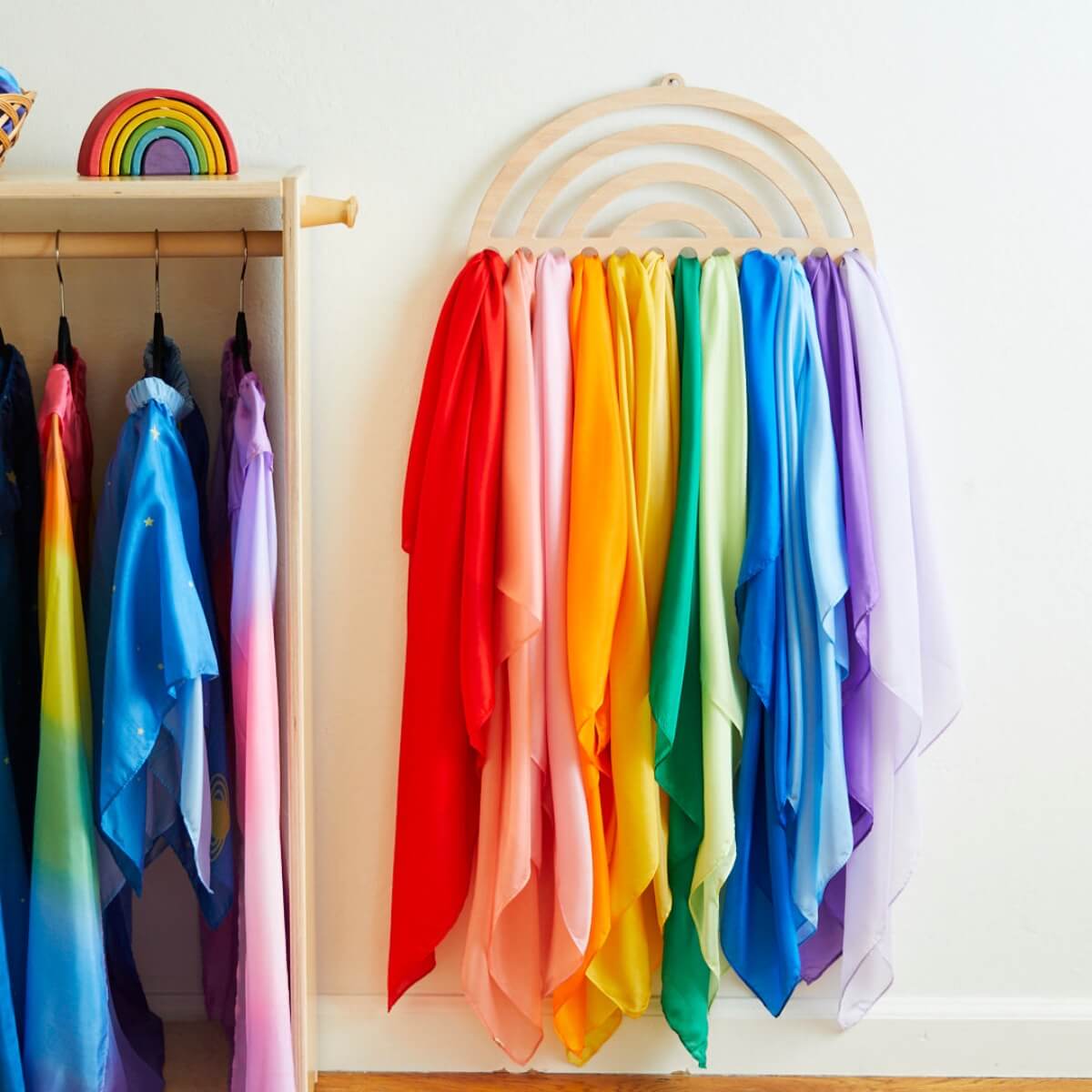 Sarah's Silks Wooden Playsilk Display Available Online on Mercurius Australia