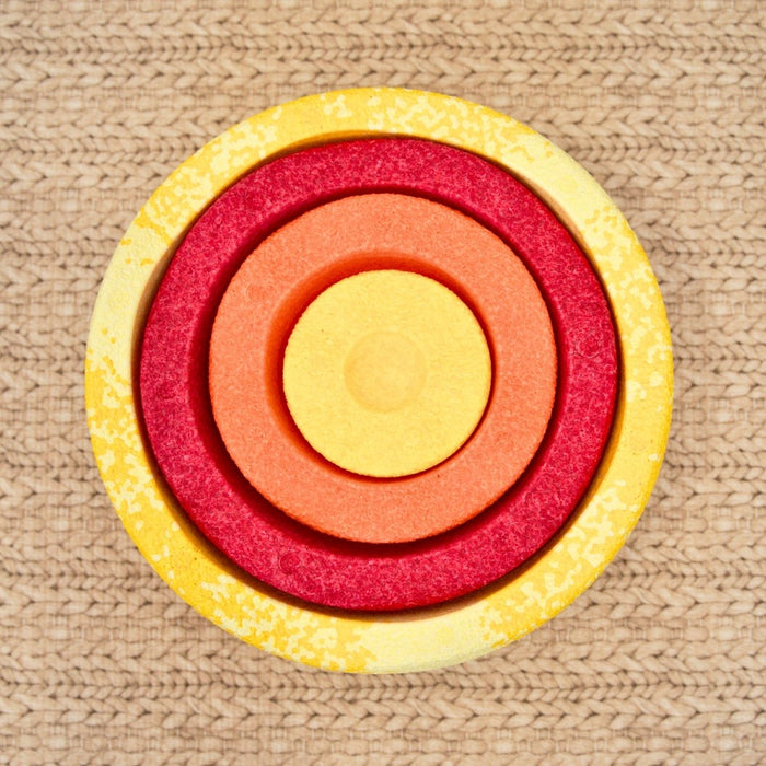 Stapelstein Balance Stepping Stones - Original + Inside Combination, Set of 4, Wattle Warm Classic, Australia