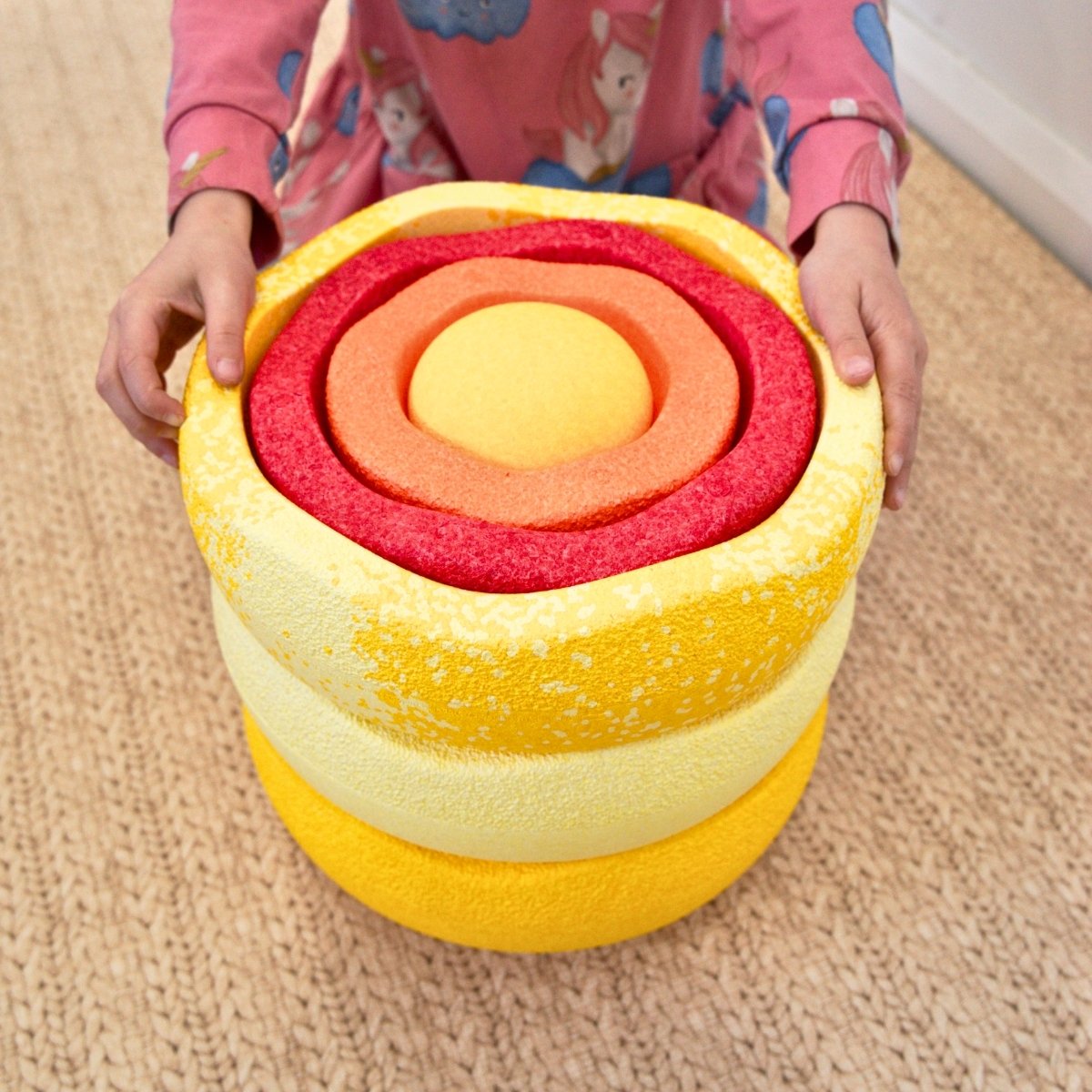 Stapelstein Balance Stepping Stones - Original + Inside Combination, Set of 4, Wattle Warm Classic, Australia