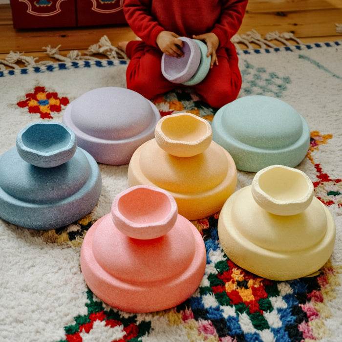 Stapelstein Balance Stepping Stones Original Mini, Set of 6, Rainbow Pastel from Australia