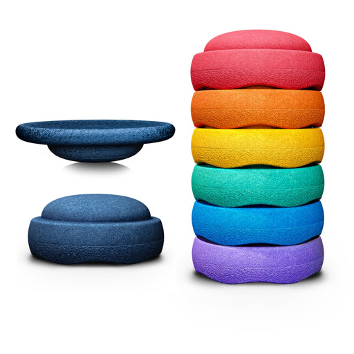 Stapelstein Balance Stepping Stones - Rainbow Classic with Dark from Australia