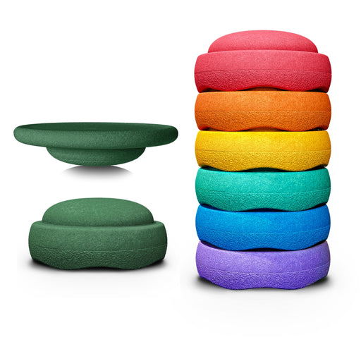 Stapelstein Balance Stepping Stones - Rainbow Classic with Dark from Australia
