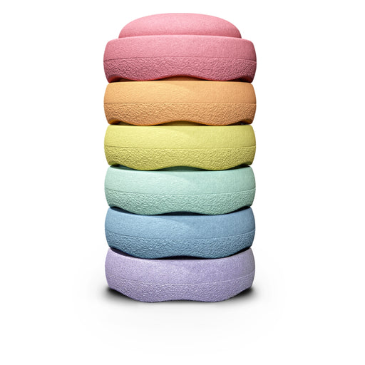 Stapelstein Balance Stepping Stones - Original Grow, Set of 6, Rainbow Pastel from Australia
