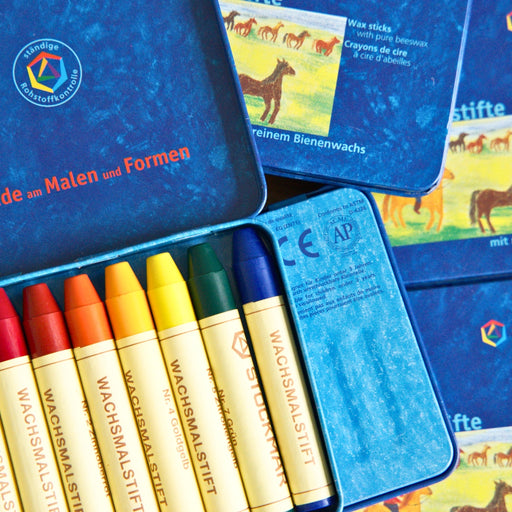 STOCKMAR Wax Stick Crayons - 8 Sticks in Tin, Waldorf Mix