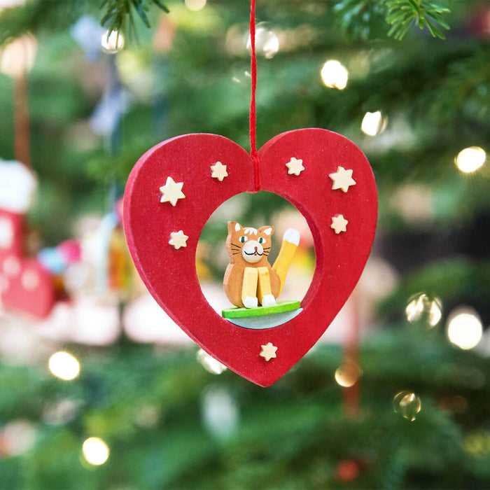 42620 Graupner Christmas Tree Ornament Heart with Cat