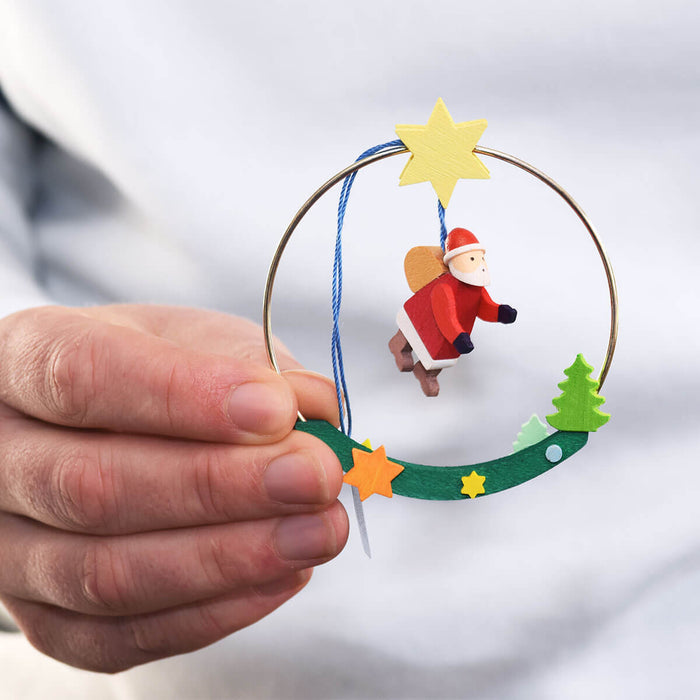 Graupner Christmas Tree Ornament - Ring with Angel and Santa Claus