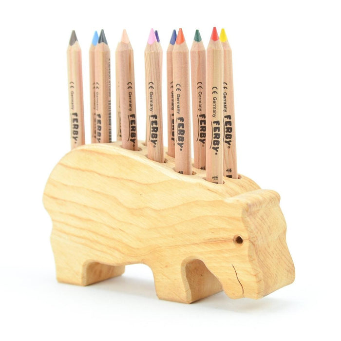 Drei Blatter Wooden Pencil Holder - Hippo, 12 holes