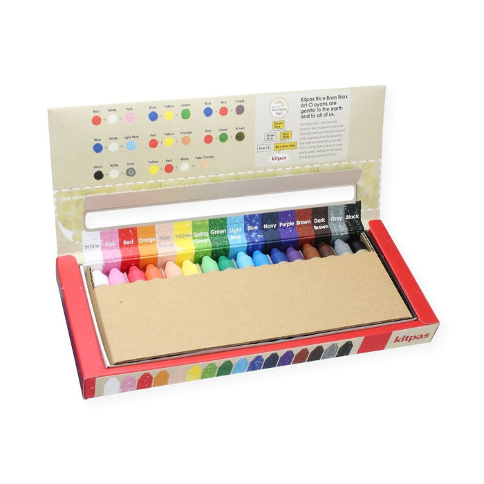 B-KMRW-16C Kitpas Rice Bran Wax Art Crayons 16 colours