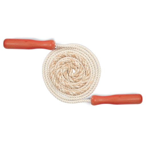 70436081 Gluckskafer Skipping Rope Natural Cotton with red wooden handle 250cm length