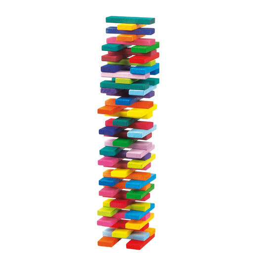 70423300 Gluckskafer Wooden Blocks - Rainbow Building Slats in Tower Box 60 pcs