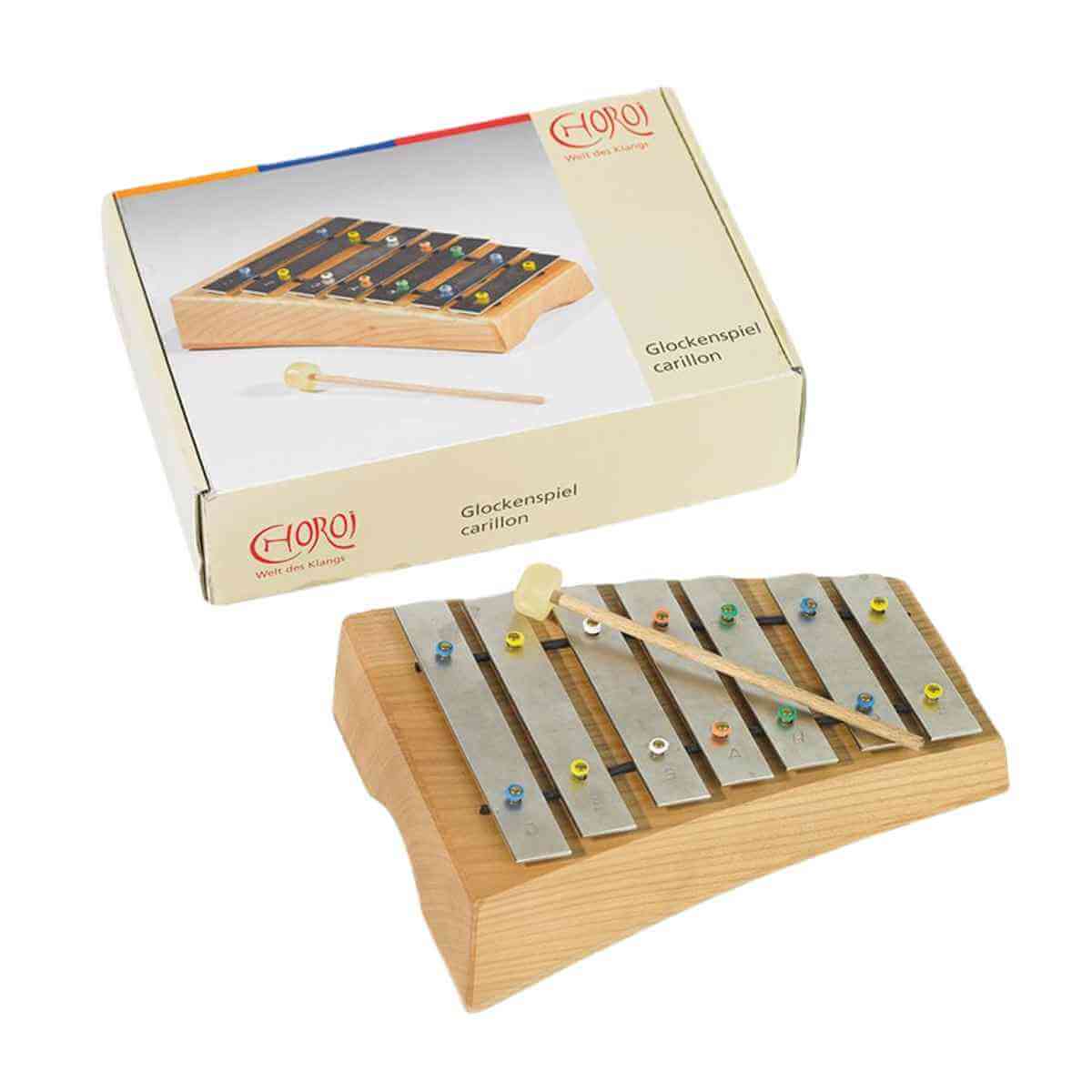 Choroi Glockenspiel/Xylophone Carillon Pentatonic 7 Steel Plates w Mallet — Wooden Playroom