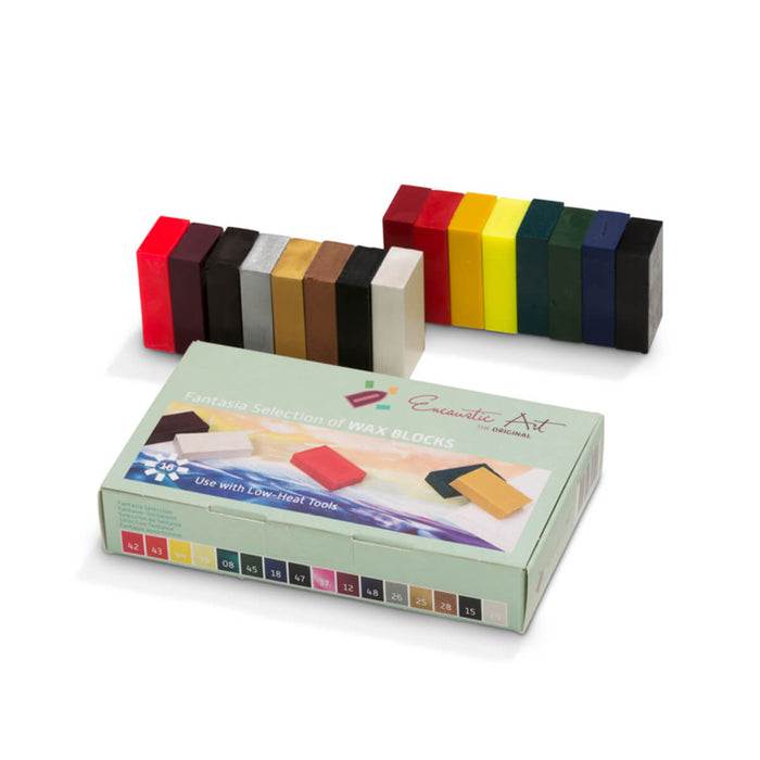 99535150 Encaustic Art Encaustic Hot Wax Art Blocks Assortment of 16 Blocks - Fantasia Selection