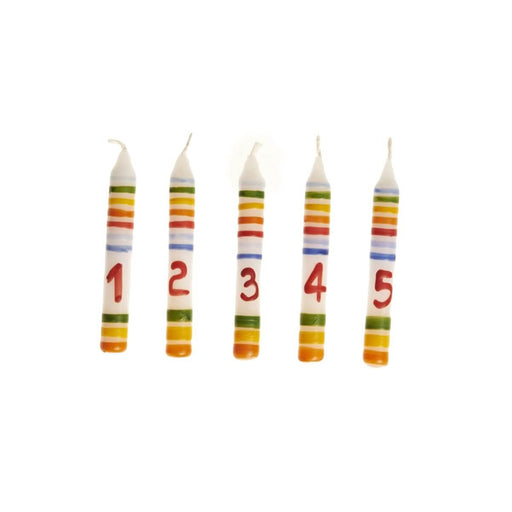70422715 Gluckskafer Decorative Candle Striped with Number 10x1.8cm