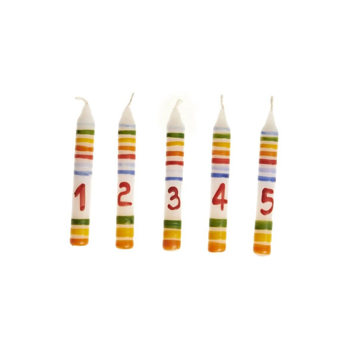 70422715 Gluckskafer Decorative Candle Striped with Number 10x1.8cm