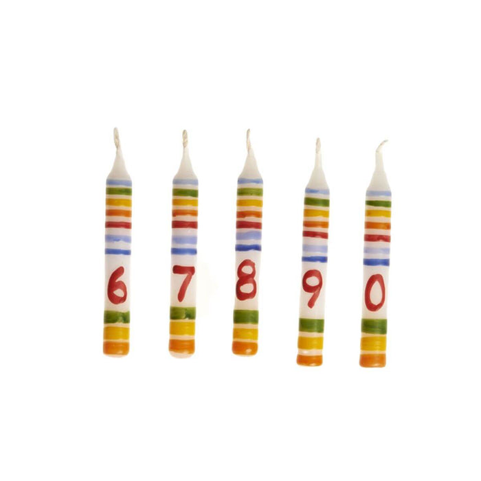 70422720 Gluckskafer Decorative Candle Striped with Number 10x1.8cm