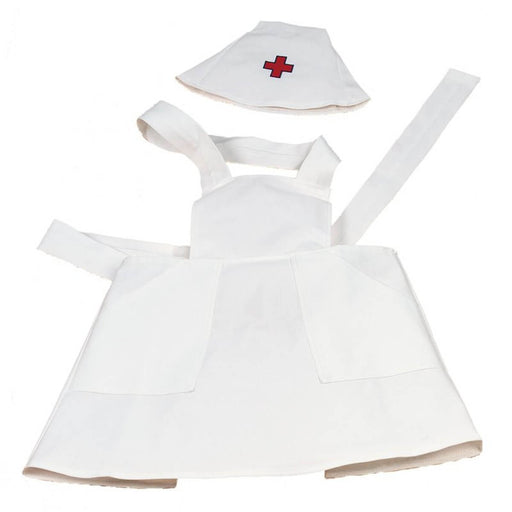 70434107 Gluckskafer Nurses Apron and Cap in White