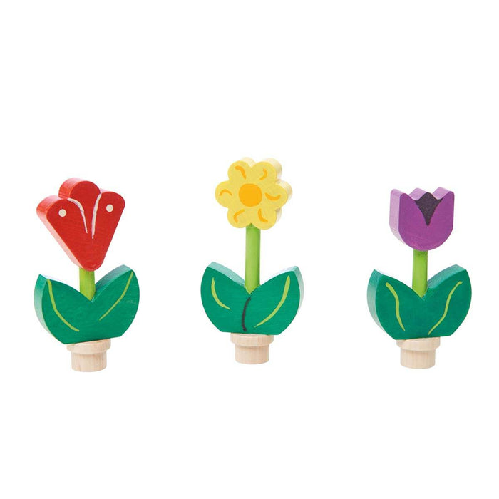 70422915 Gluckskafer Set of Three Flower Figurine for Birthday Rings + Candle Stands