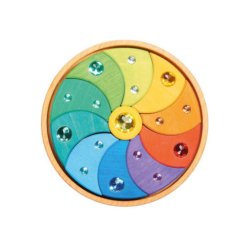 70423339 Gluckskafer Wooden Blocks - Sparkling Swirl Jewel Puzzle, 12 Parts in Round Tray, 14cm Diameter