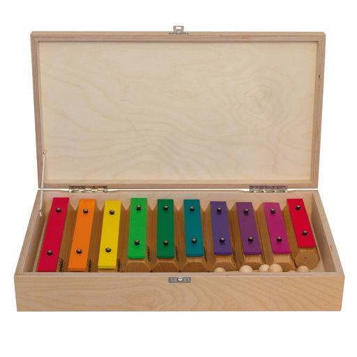 GD-11607 Goldon Chime Bars Aluminium with Boomwhackers Colours set of 10 in wooden box