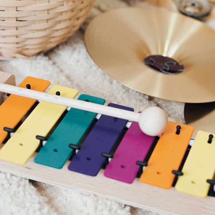 Metallophone Notes Goldon Metallophone with 7 Coloured Notes & Handle, Pentatonic Scale ...