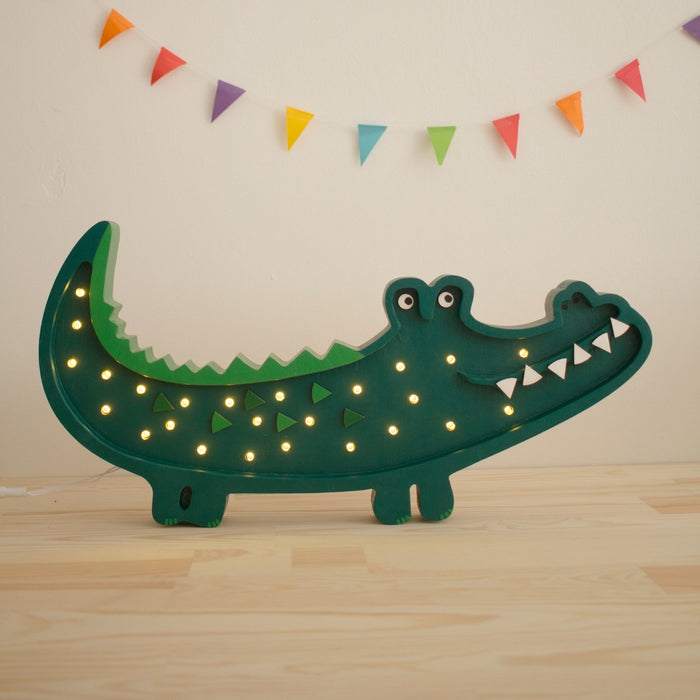 LL052-375 Little Lights Crocodile Lamp - Papkin Green