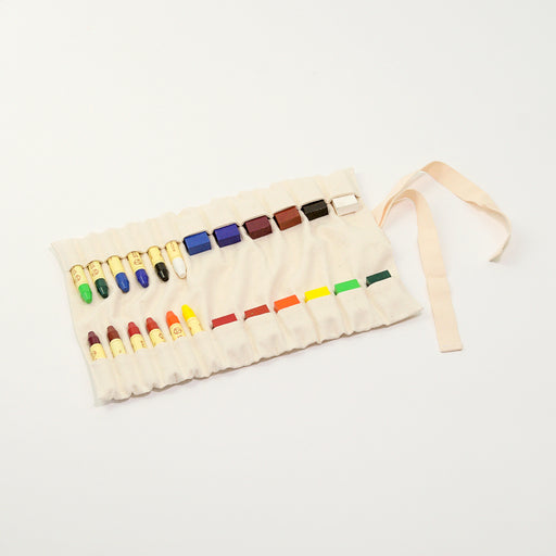 20595570 Crayon Roll 100% Cotton for 12 Stick and 12 Block Crayons - Natural Australian Made