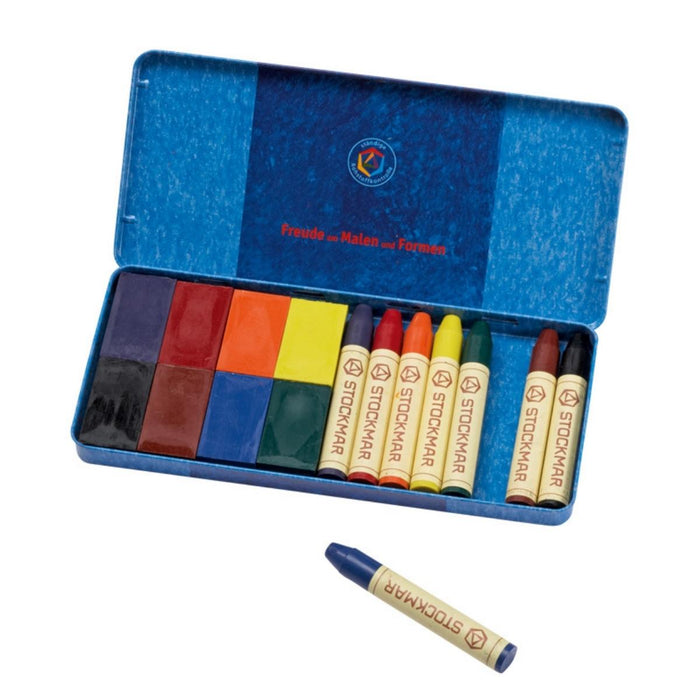 85035061 Stockmar Wax Crayons 8 Sticks and 8 Blocks in Tin