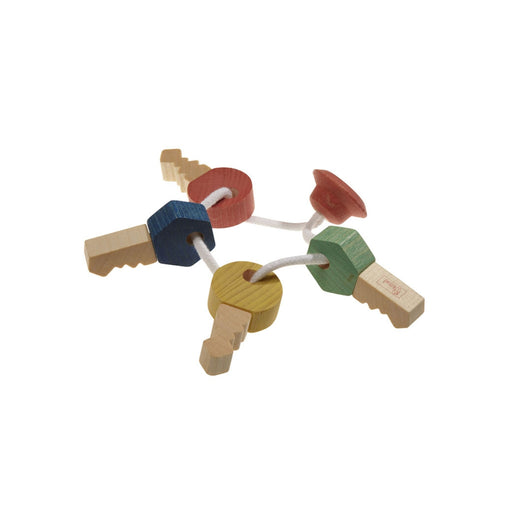 70461201.1 Walter Grasping Toy Rattle Wooden Key Chain, plant-based dyes